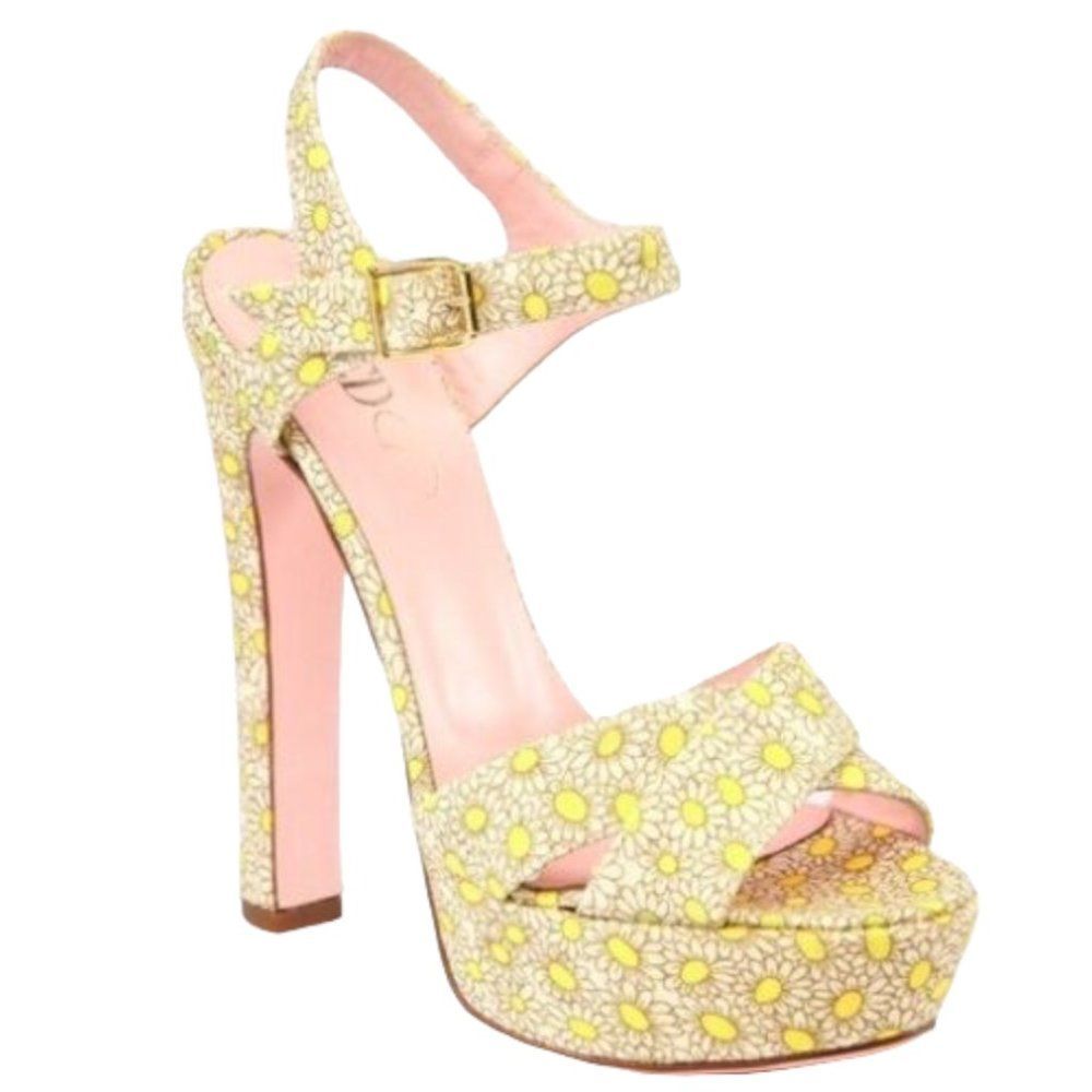 Valentino (RED) Daisy Platform Heels Size 9 VGUC Authentic Designer Shoe